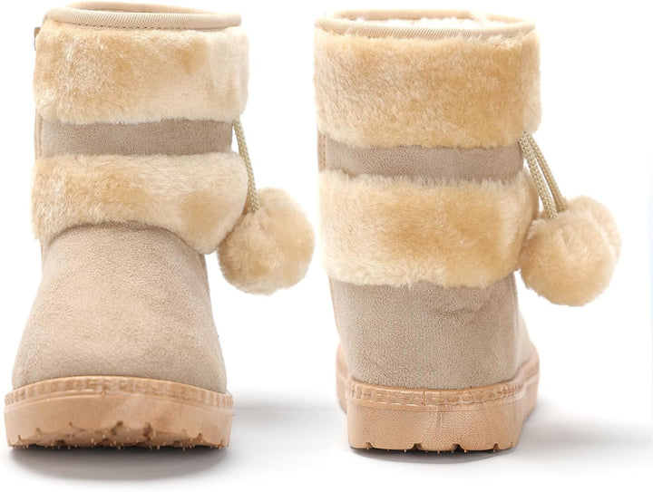 Mädchen Warm Schneestiefel Kinder Plüsch Kurz Winterstiefel | Bequem Gefütterte Winterschuhe Flach r