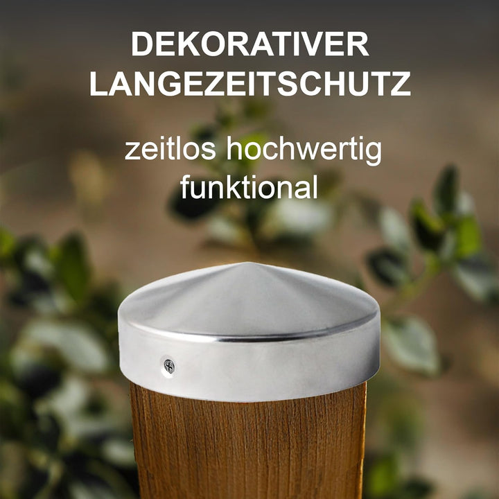 h2i Pfostenkappe Rund | Stahl verzinkt | Ø 101 mm | 10 Stück | Runde Abdeckkappe für Garten Holzpfos