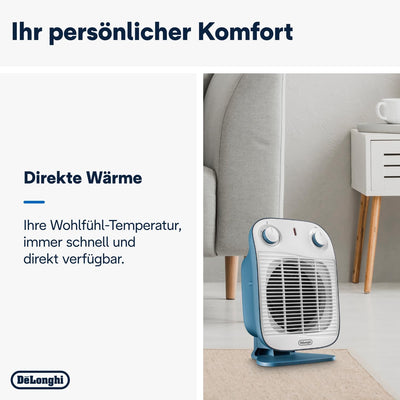 De'Longhi HFS50B20.AV Schnellheizer, Heizlüfter, 2000 W, blau, für bis zu 60m³, Avio, Blau