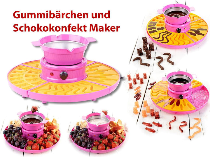 Rosenstein & Söhne Gummibärchenmaschine: Gummibärchen-Maschine und Schokokonfekt-Maker mit Gussforme