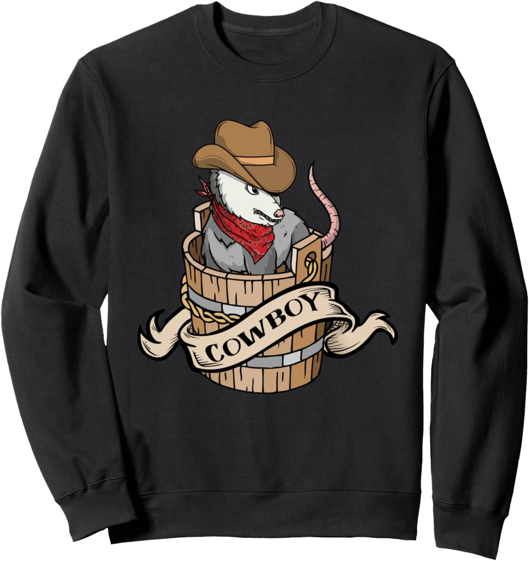 Funny Opossum Cowboy Hat Possum Women Men Sweatshirt