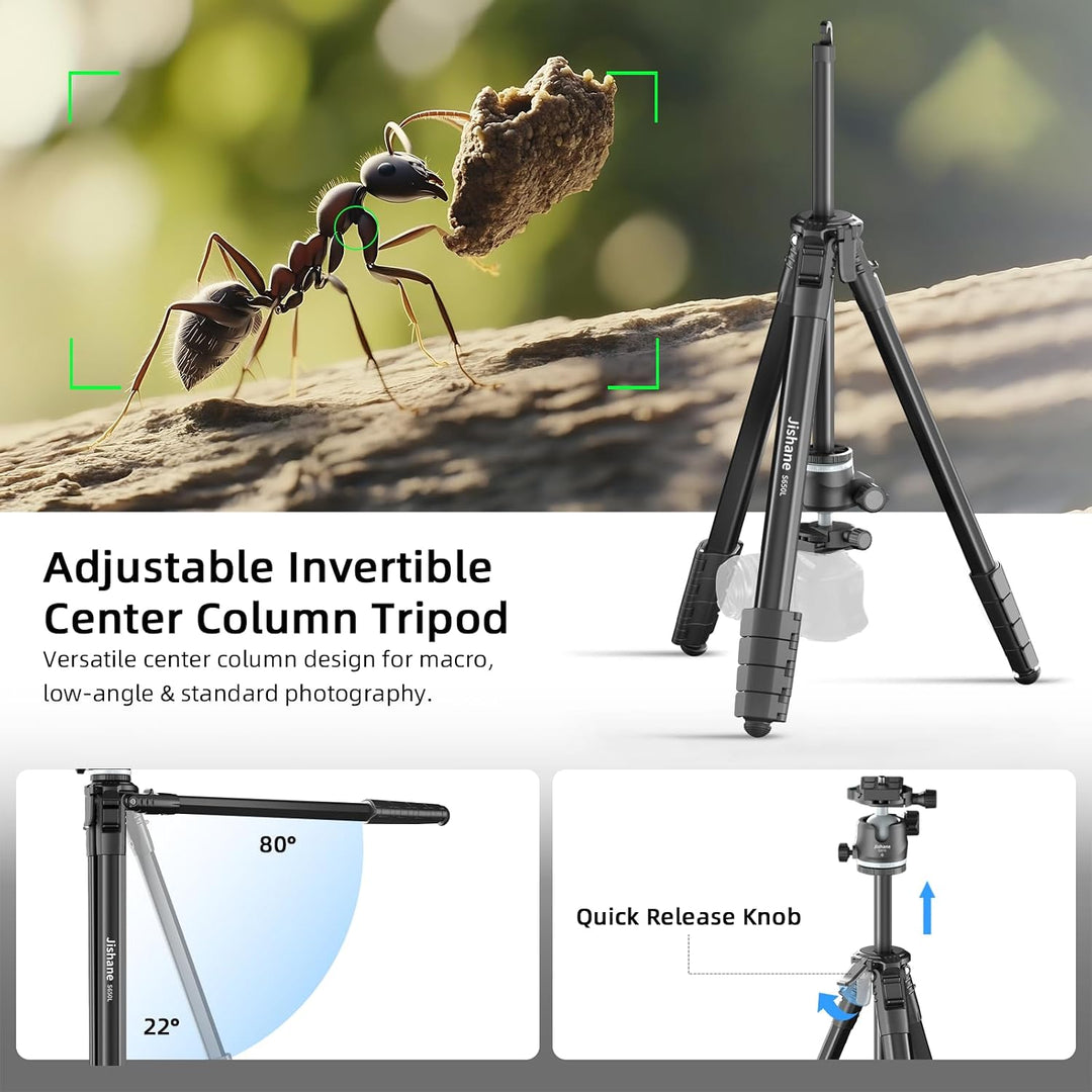 183 cm Kamera stativ mit 360° Kugelkopf, Leichtes Stativ für Smartphone mit Funkfernbedienung, Kompa