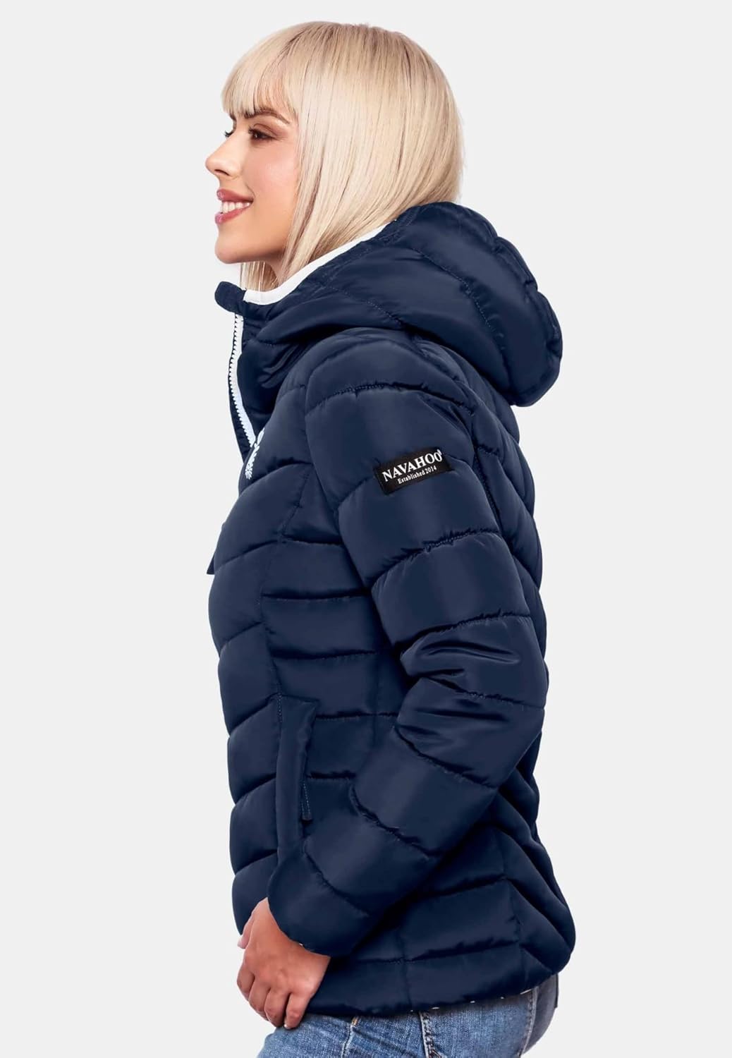 Navahoo Damen Jacke Steppjacke Übergangsjacke gesteppt Stepp Herbst B675 S Navy, S Navy