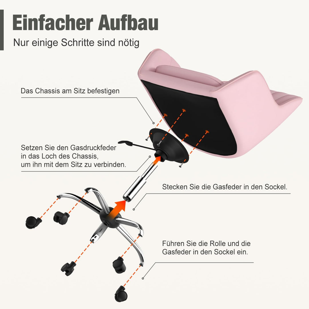 Schreibtischstuhl,Bürostuhl mit gepolstertem Samtstoff,Schminktisch Stuhl,höhenverstellbar Drehstuhl