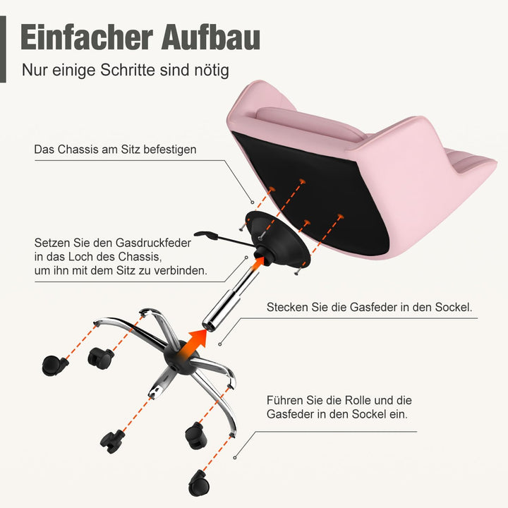 Schreibtischstuhl,Bürostuhl mit gepolstertem Samtstoff,Schminktisch Stuhl,höhenverstellbar Drehstuhl