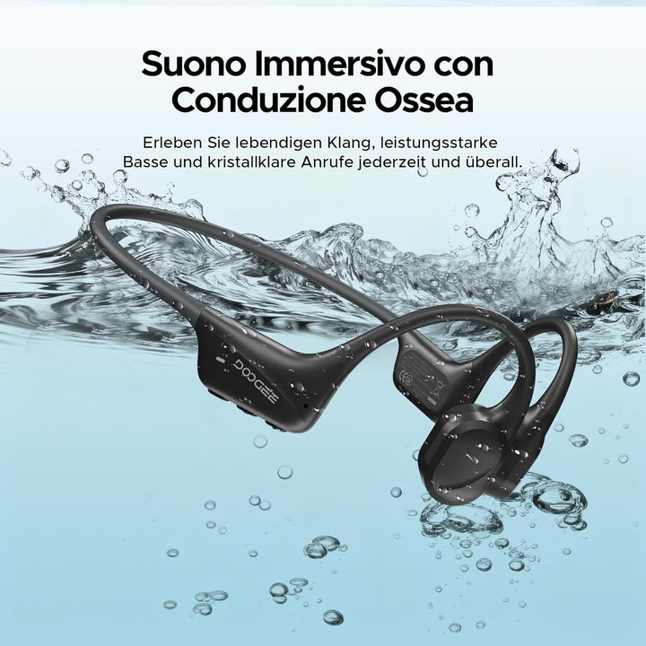 Knochenschall-Kopfhörer, IP68 wasserdichte Sport-Ohrhörer mit Bluetooth 5.4, MP3-Dualmodus, Hautfreu
