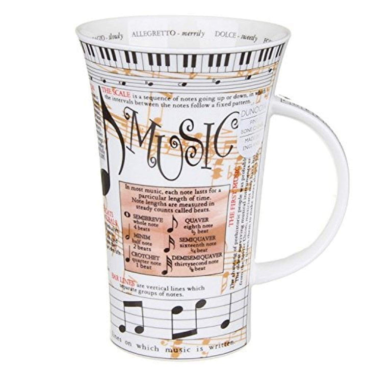 Dunoon Becher Glencoe aus feinem Porzellan, mit Musikmotiv, 500 ml
