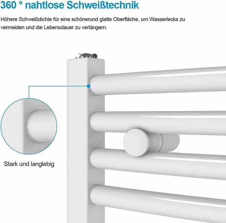 Heilmetz® Badheizkörper Elektrisch 120x60cm Handtuchwärmer heizkörper vertikal mit Timer-Funktion Ha