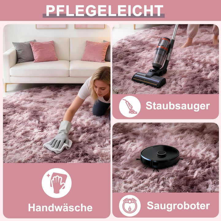 ROHATIM Schlafzimmer Plüsch Teppich Rund,Flauschiger Teppich für Wohnzimmer,modernes Wohnzimmer,Mädc