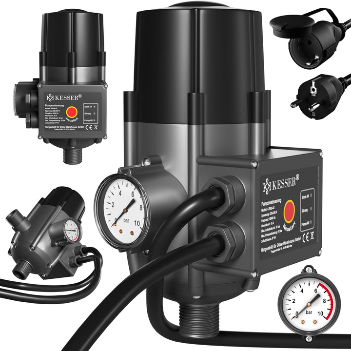 KESSER® Pumpensteuerung mit Baranzeige | mit Kabel | 10 bar Druckwächter Elektronische Pumpensteueru