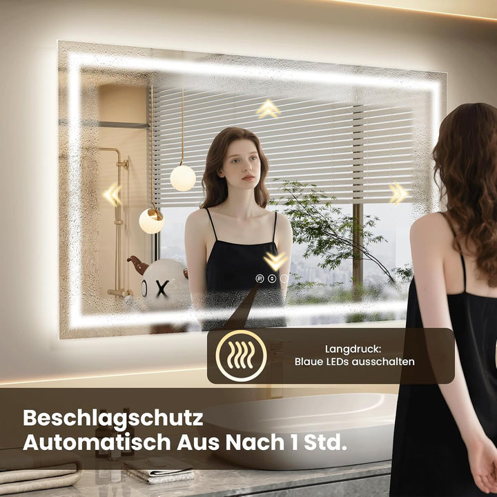 Snowdool LED-Badezimmerspiegel, 60 x 80 cm Kosmetikspiegel Mit Beleuchtung, Beleuchteter Wandspiegel