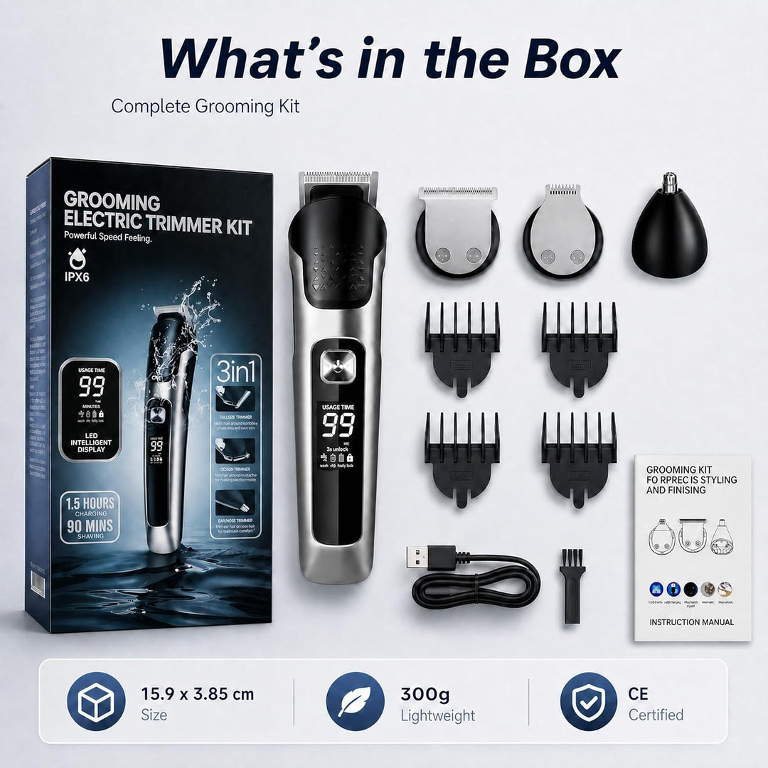 KDISHKRA Haarschneidemaschine Set, Profi Bartschneider Herren, 3 in 1 Haarschneider Elektrisch für B