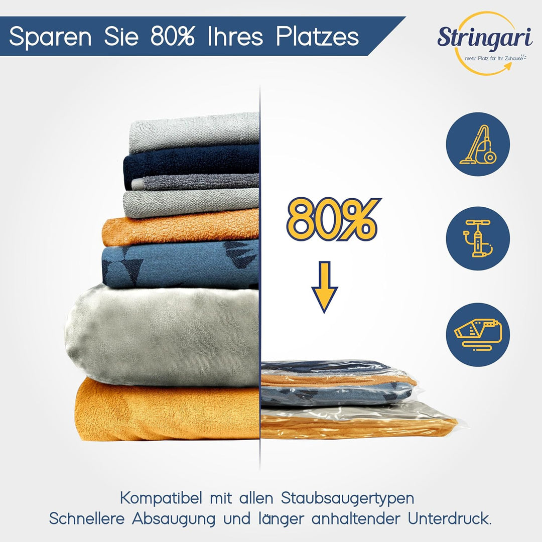 Stringari Vakuumbeutel für Kleidung Staubsauger 5er Set M 70x50 – Vakuumbeutel für Bettdecken von Hö