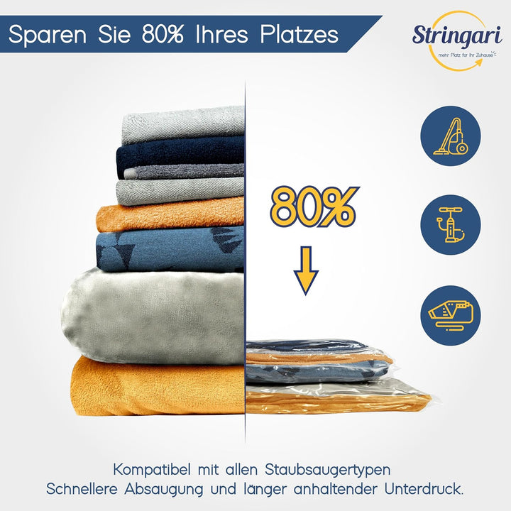 Stringari Vakuumbeutel für Kleidung Staubsauger 5er Set M 70x50 – Vakuumbeutel für Bettdecken von Hö