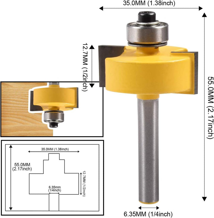 Rabbet Router Bit, Holzfräser mit 6 verstellbaren Lagern, Fräser für die Holzbearbeitung, Holz Fräsb