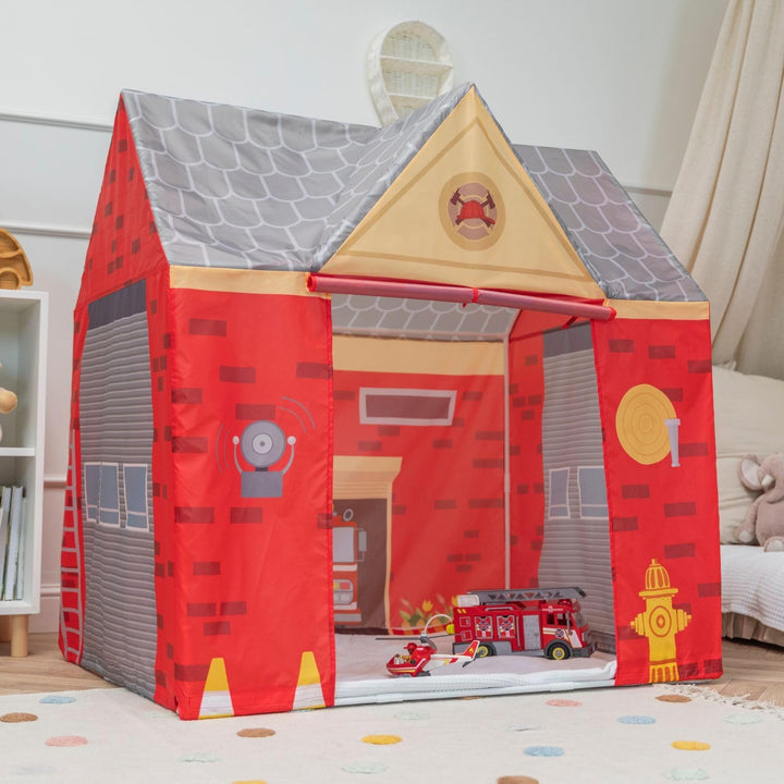 Selonis Spielhaus Spielzelt Feuerwehrhaus Faltbares Für Kinder Realistisches Design Langlebige Und S