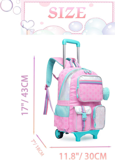 HTgroce Kinder Trolley Rucksack Schultasche Schulranzen Mädchen schultrolleys Schulrucksack Kinderko