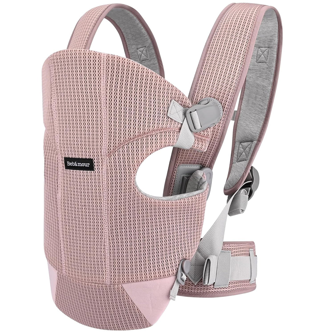 Bebamour Babytrage Vorder und Rückentrage mit 2 Schulterlätzchen,Dusty Pink, Dusty Pink