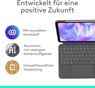 Logitech Combo Touch iPad Pro 11 Zoll (M4) (2024) Tastatur-Case – Abnehmbare Tastatur mit Hintergrun