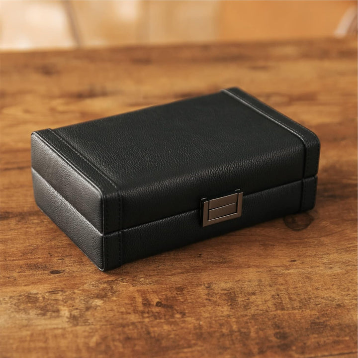 CASE ELEGANCE Maxwell 8 Zigarren Reise Schutzhülle Hardcase Schwarz Veganes Leder Spanische Zeder Ge