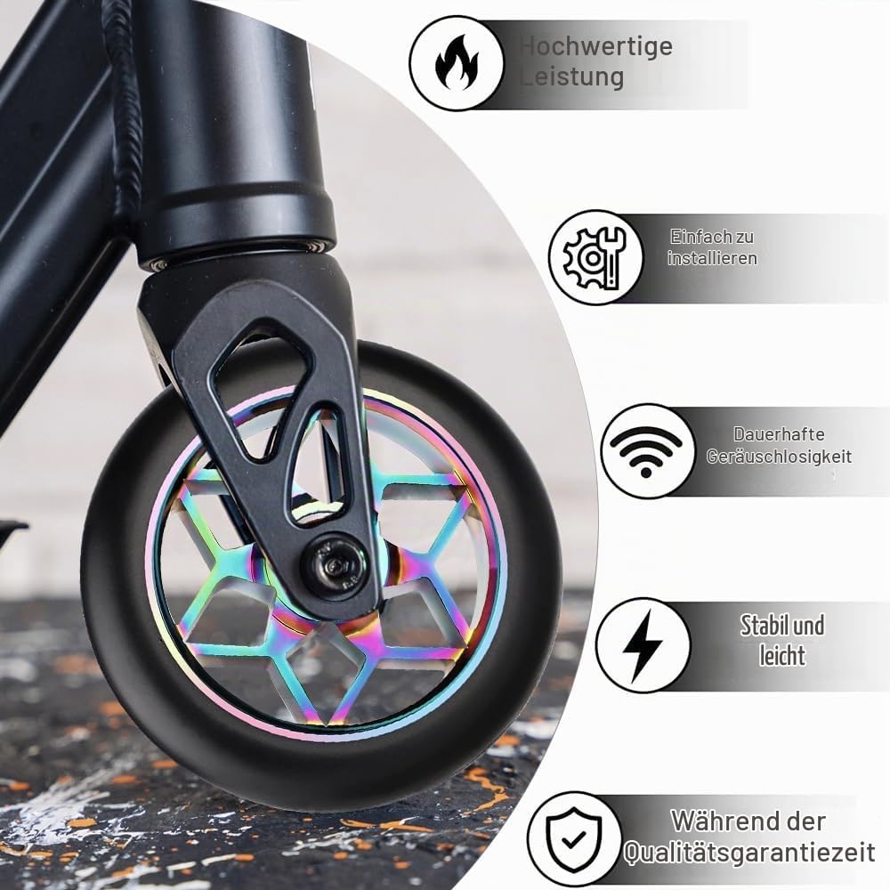 2 Stück 110mm Stunt Scooter Reifen, Stunt Scooter Rollen mit ABEC, 9 Kugellager, Ersatzräder für Sco
