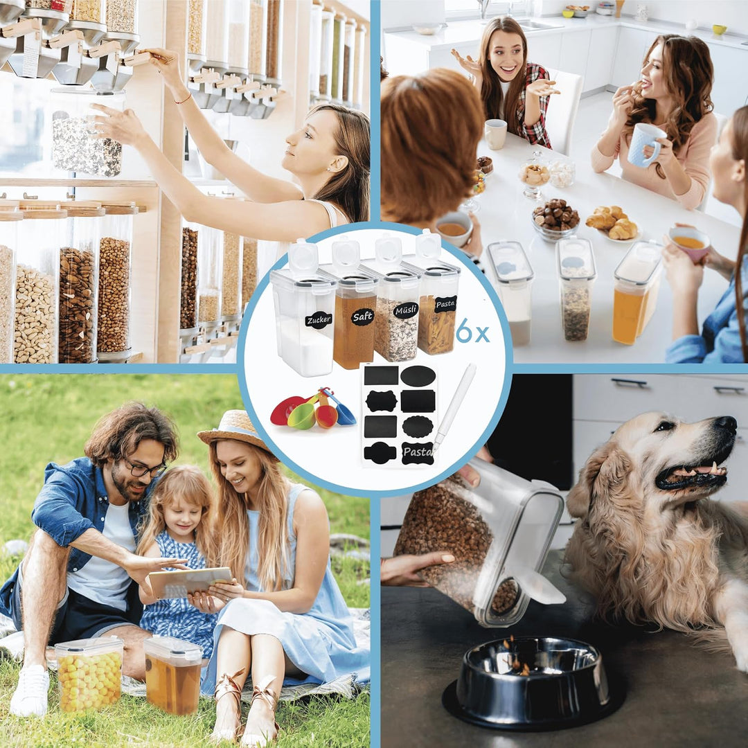 Soz® 2,5L Vorratsdosen 4er Set mit Deckel – BPA-frei, luftdicht, geruchsneutral, stapelbar, mottensi