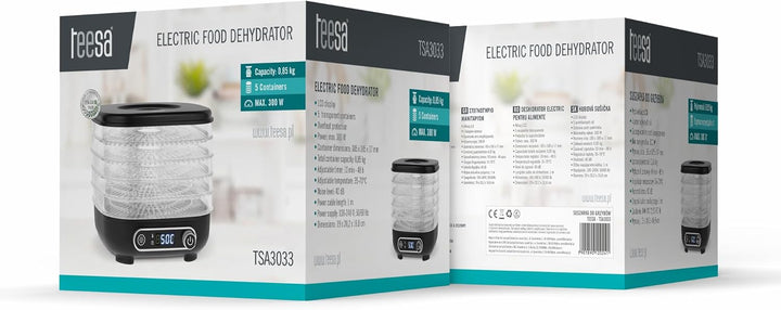 Teesa Pilztrockner Gemüse Obst Leistung 300W 5 Klar Sit LCD Display Thermokreislauf Temperaturregelu