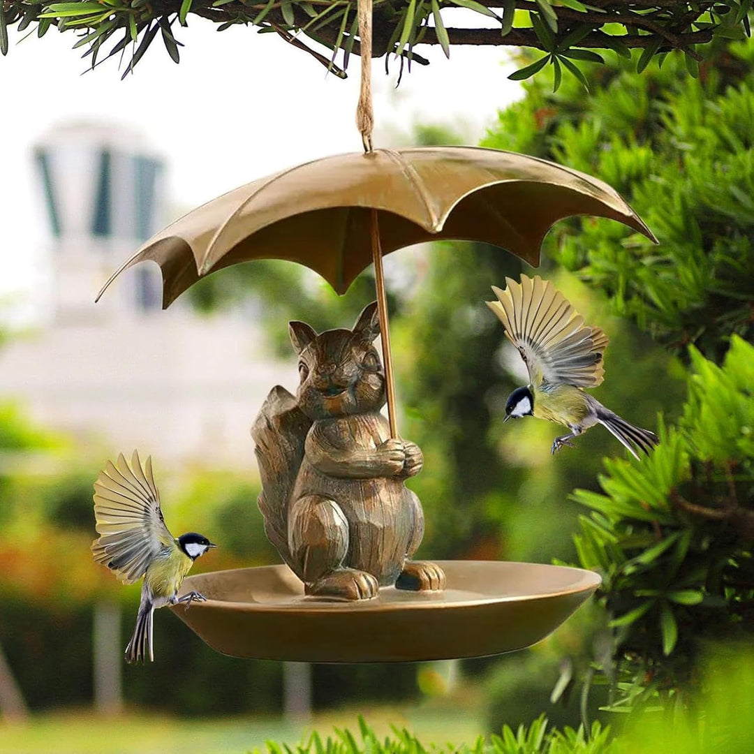 Eichhörnchen Schirm Vogelfutterhaus | Design Mit Haltendem Regenschirm -Motiv - Futterstation Für s