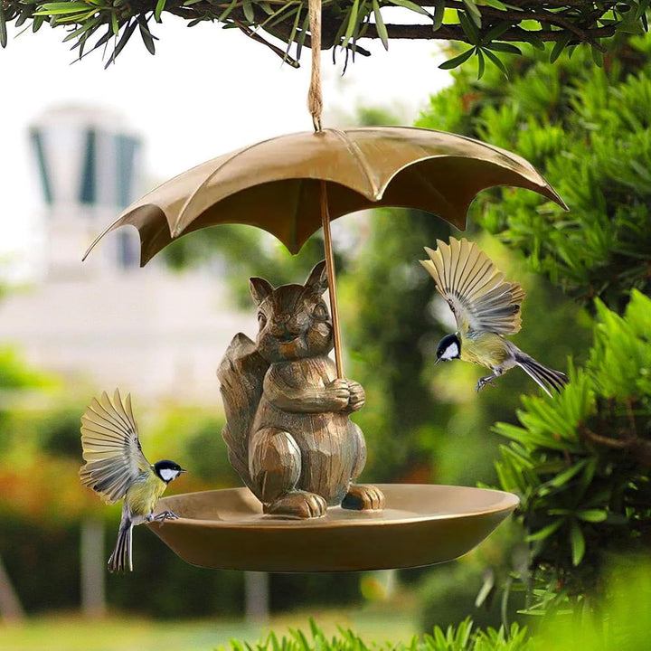 Eichhörnchen Schirm Vogelfutterhaus | Design Mit Haltendem Regenschirm -Motiv - Futterstation Für s