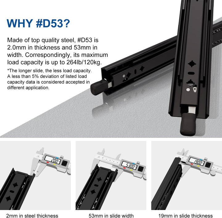 Schubladenschienen mit Schloss 600mm, 100kg Tragfähigkeit Schwerlast-Schubladenauszüge Vollauszug Se