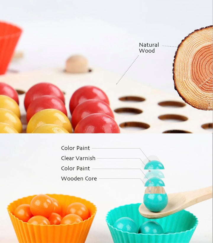 KidMigo Montessori Spielzeug, Rainbow Bead Game, Holz Clip Brettspiel, Puzzle Board, Kinder Hände Au