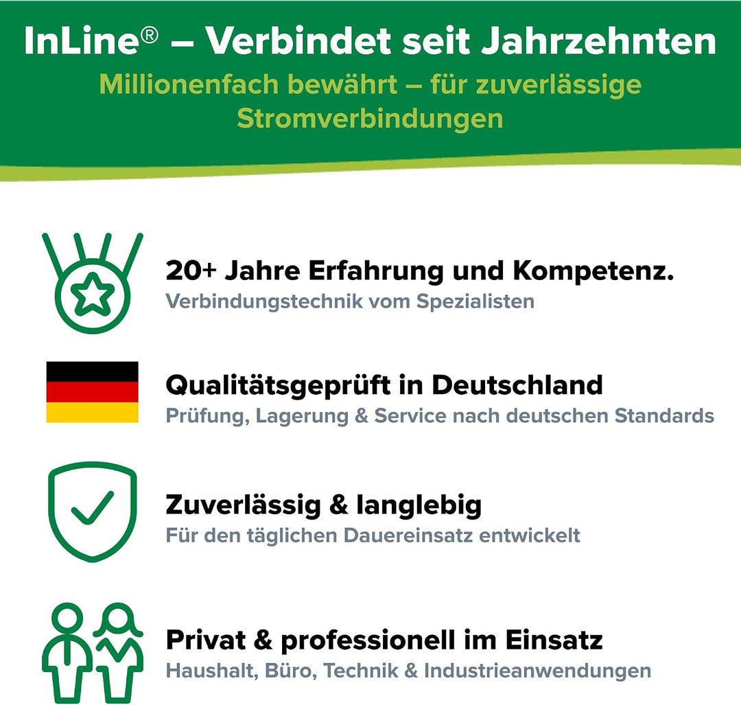 InLine Schutzkontakt-Verlängerungskabel CEE 7/7 für Innenbereich, GS-zertifiziert mit Kinderschutz,