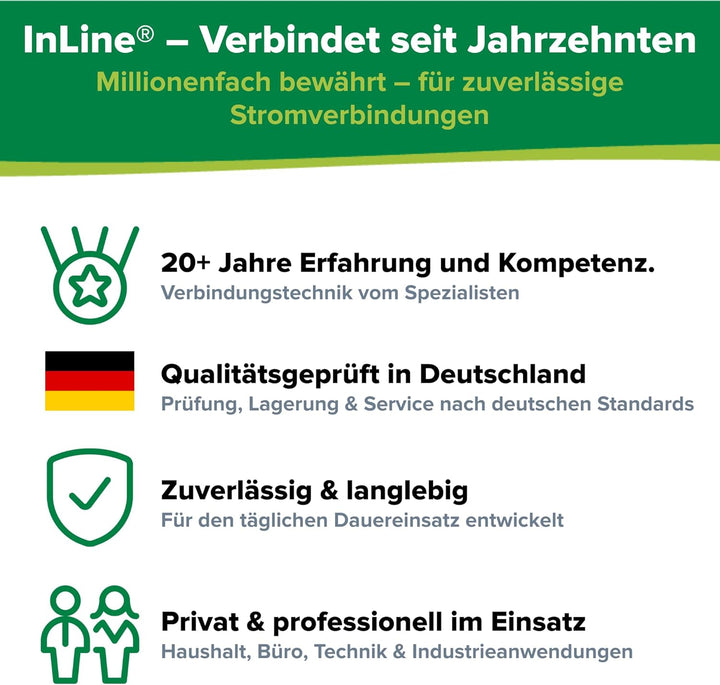 InLine Schutzkontakt-Verlängerungskabel CEE 7/7 für Innenbereich, GS-zertifiziert mit Kinderschutz,