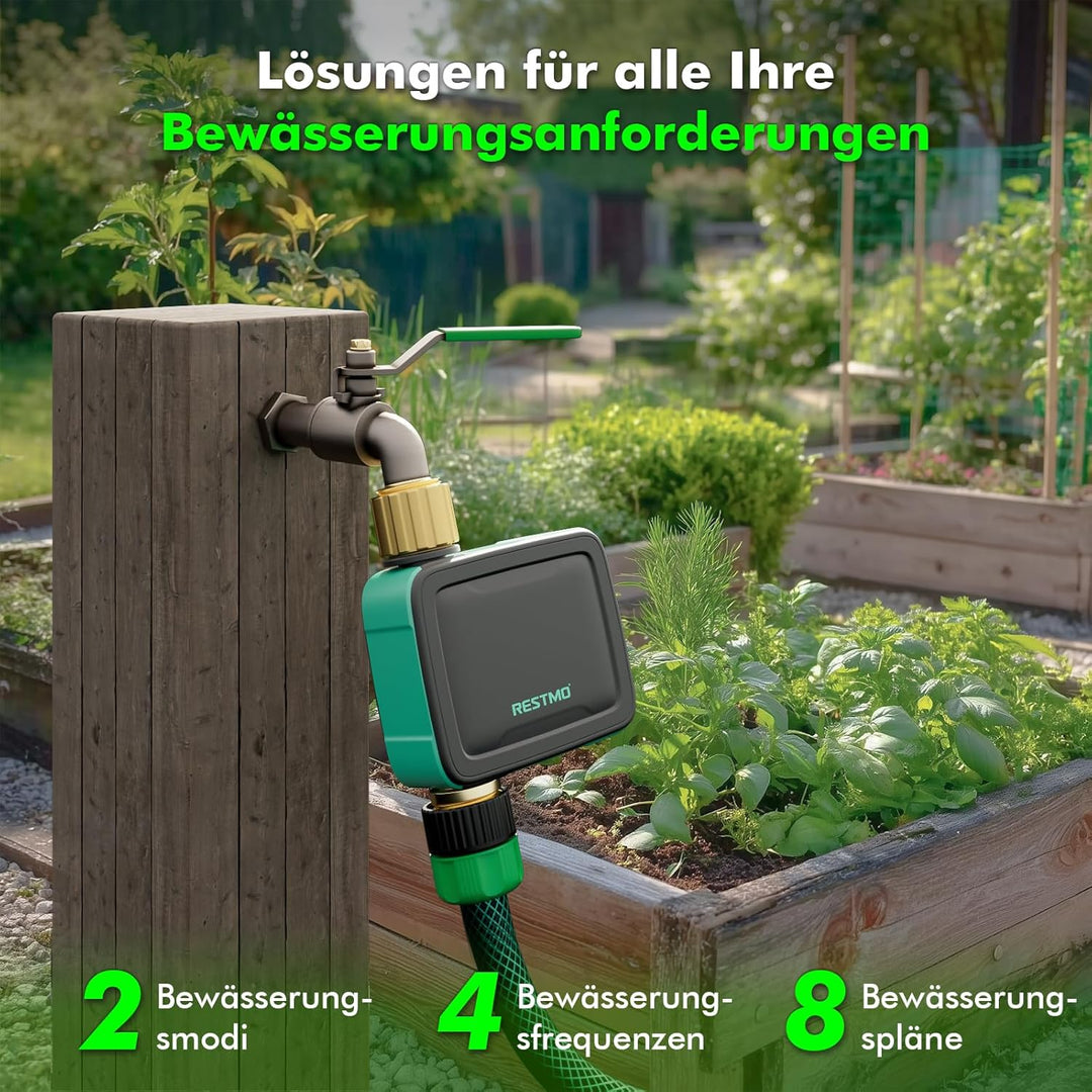 RESTMO 1 Zone Bewässerungscomputer mit Durchflussmesser, Bewässerungssteuerung für Garten & Rasen, M