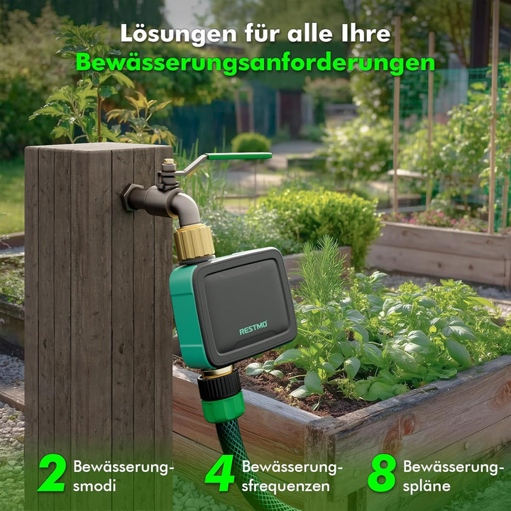 RESTMO 1 Zone Bewässerungscomputer mit Durchflussmesser, Bewässerungssteuerung für Garten & Rasen, M