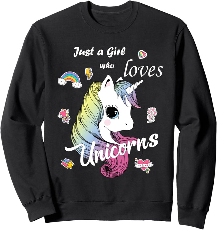 Nur ein Mädchen, das Einhörner liebt, niedliche Einhornkunst Sweatshirt