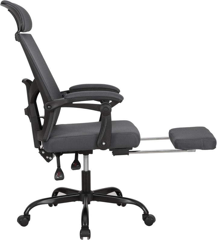UEV Bürostuhl Ergonomisch, Drehstuhl, Schreibtischstuhl mit Verstellbarer Kopfstütze Lendenwirbelstü