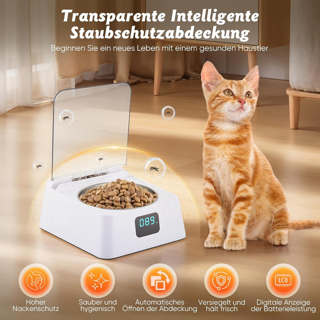 Futterautomat Katze nassfutter mit 350 ml Katzennapf,Nassfutterautomat für Katzen und Hunde Kleine,A
