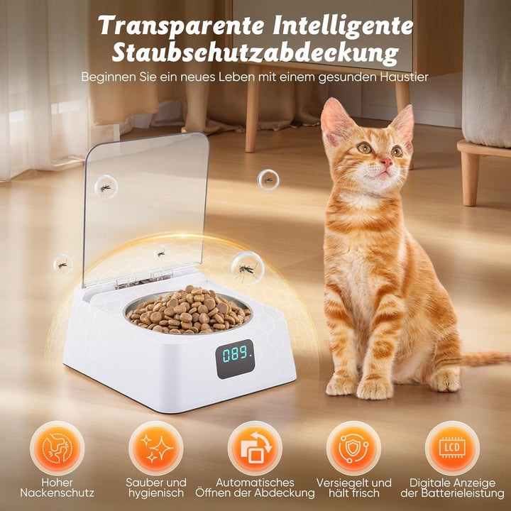 Futterautomat Katze nassfutter mit 350 ml Katzennapf,Nassfutterautomat für Katzen und Hunde Kleine,A
