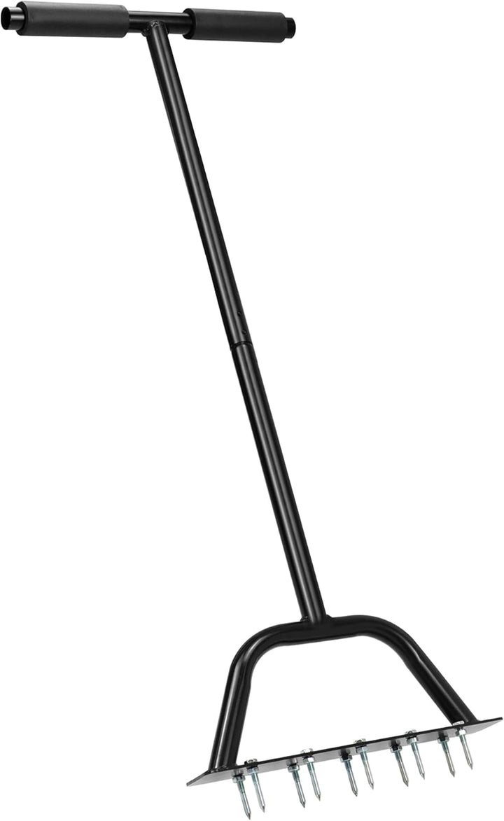 QWORK® Aerifizierer Für Rasen, Rasenspiessbelüfter mit T-Griff, zum Auflockern des Bodens, 84 cm