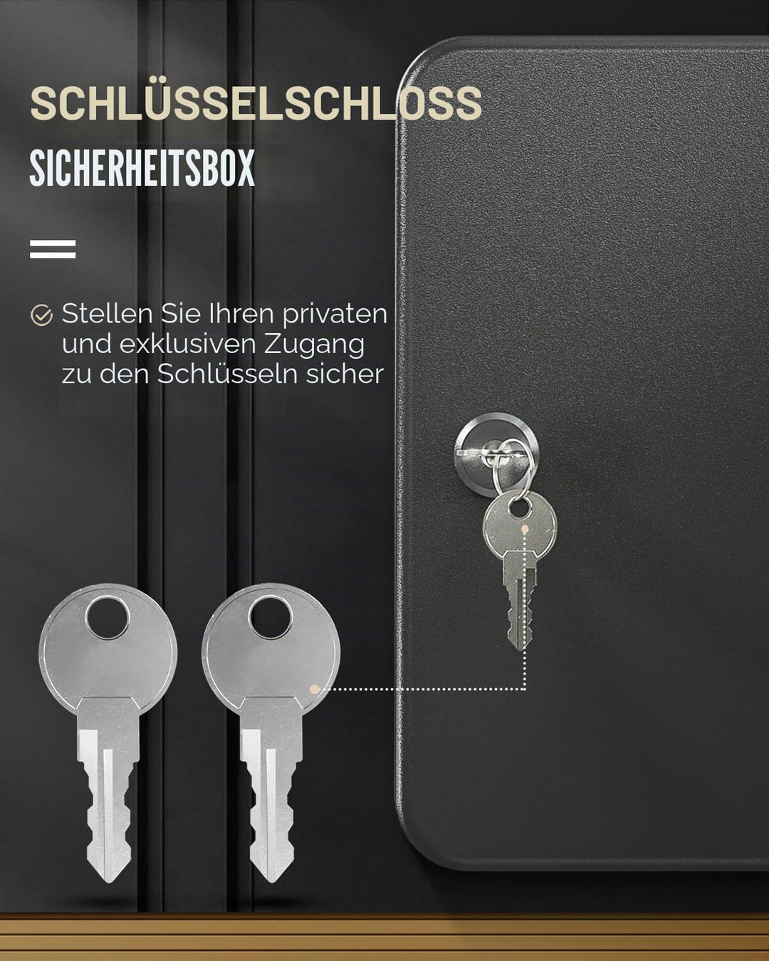Uniclife Schlüsselschrank mit 20 Positionen, mit Schlüsselschloss, Wandmontage, schwarz, Sicherheits
