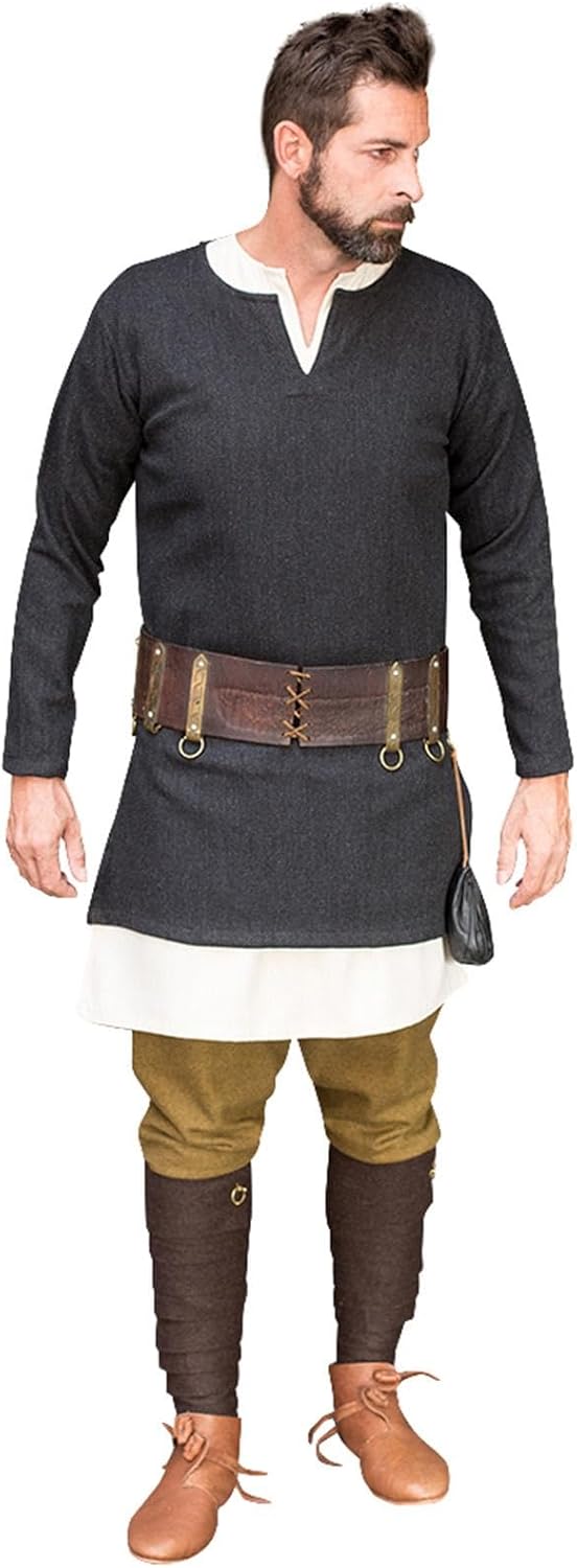 Burgschneider Mittelalter Fischgrättunika Tyr - Schwarz Grau XXXL 3XL, 3XL
