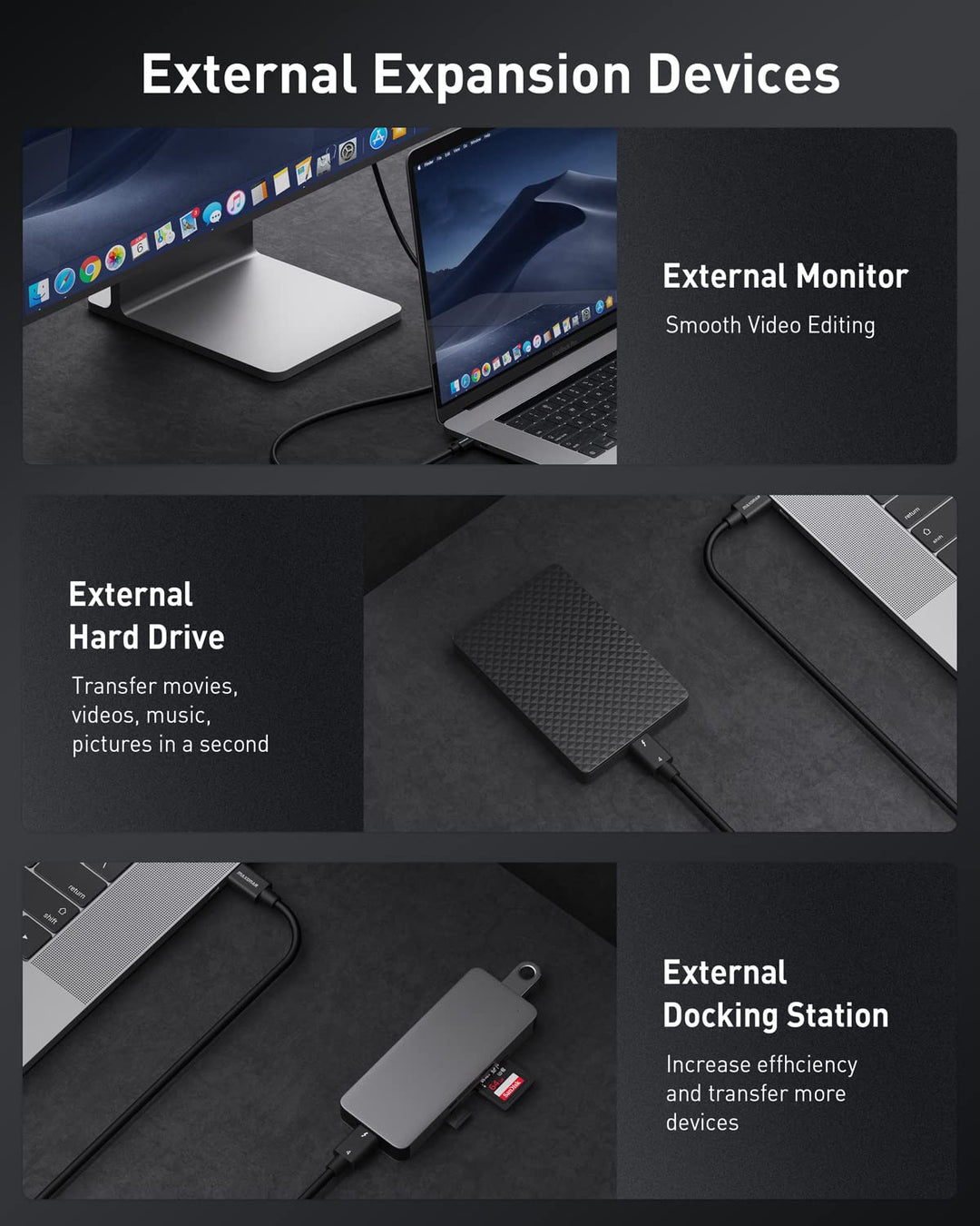 Maxonar [Intel Zertifiziert] Thunderbolt 4 Kabel 1m, TB4 Kabel,USB 4,40Gbits,8K Display,Kompatibel m