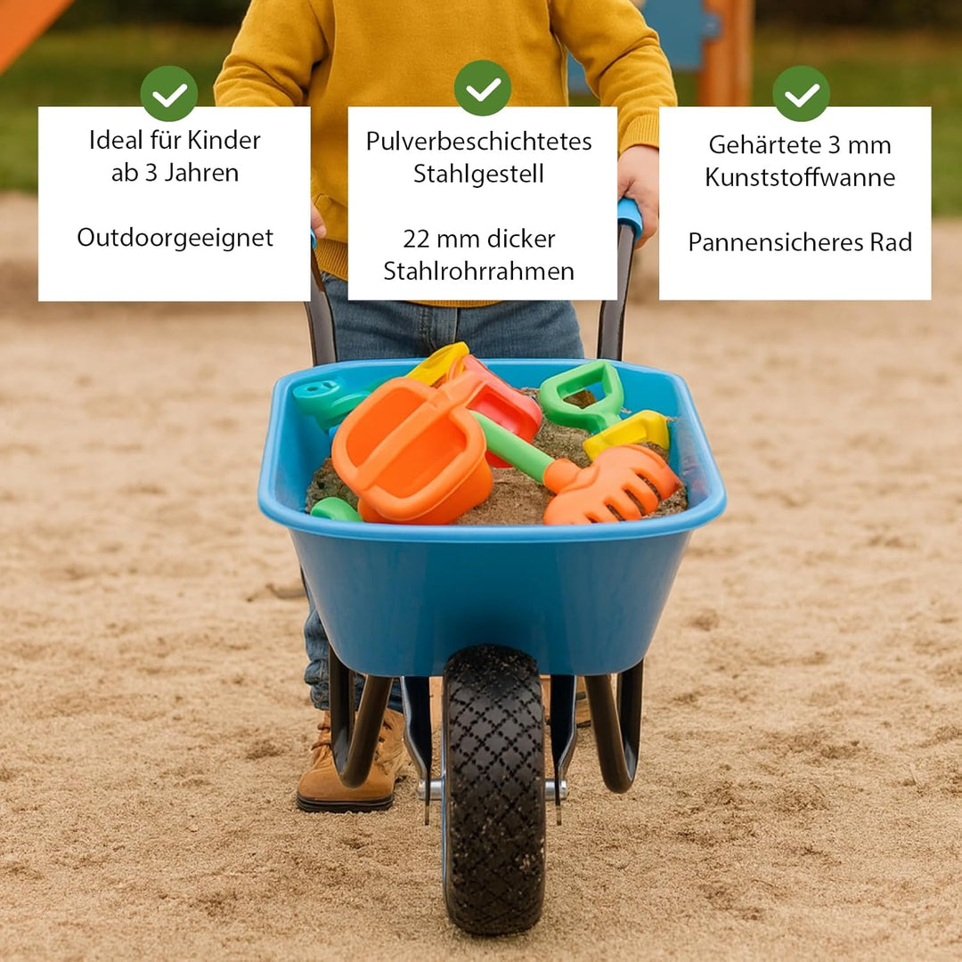 TRUTZHOLM Kinderschubkarre Uni 40 kg Traglast 3,6 kg Stahl Kunststoff hellblau Vollgummirad Schiebka