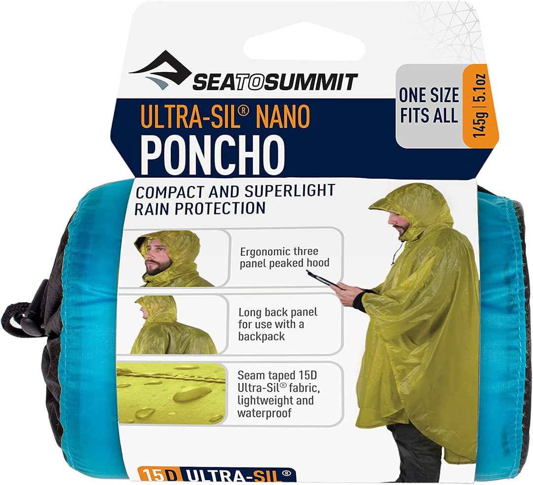 Sea to Summit - Nylon Poncho & Tarp - Leichter & Wasserdichter Regenschutz - Mit Kapuze - Schützt gr
