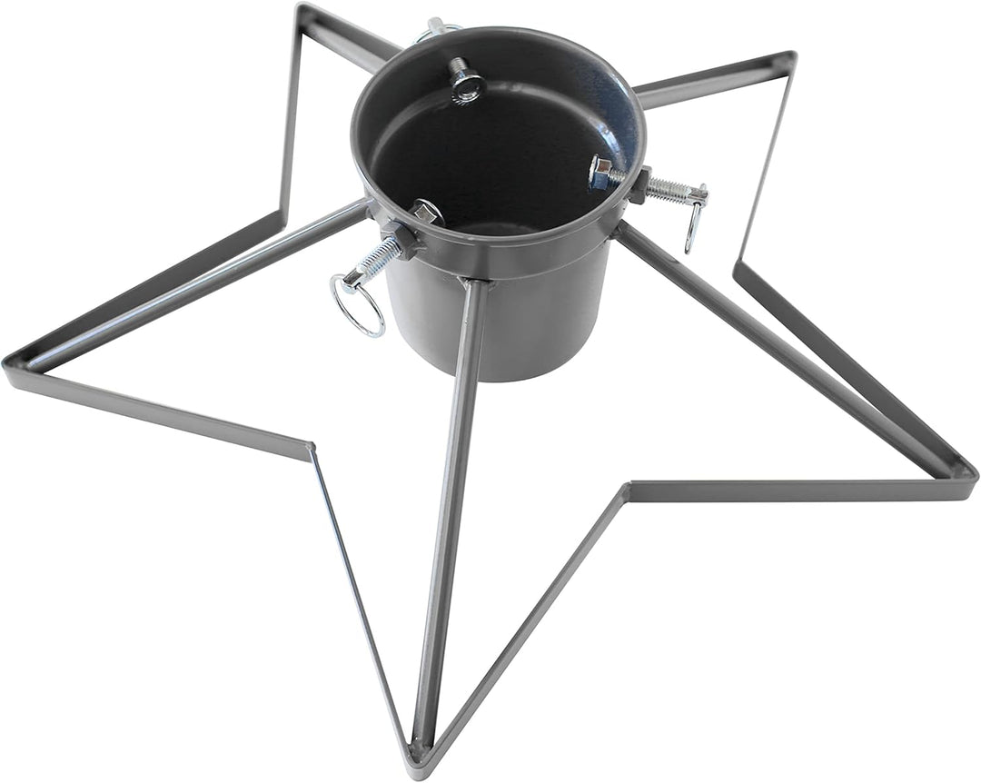 Spetebo Stern Weihnachtsbaum Ständer aus Metall Silber - 49 cm - Christbaum Tannenbaum Halter mit Wa