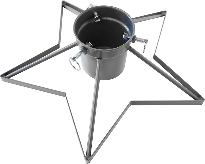 Spetebo Stern Weihnachtsbaum Ständer aus Metall Silber - 49 cm - Christbaum Tannenbaum Halter mit Wa