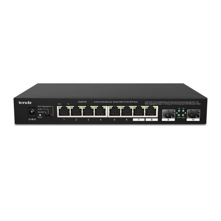 Tenda Router 8 Port 2.5 Gigabit LAN Router with 2 SFP Ports (VLAN, Static Aggregation, Unmanaged, Pl