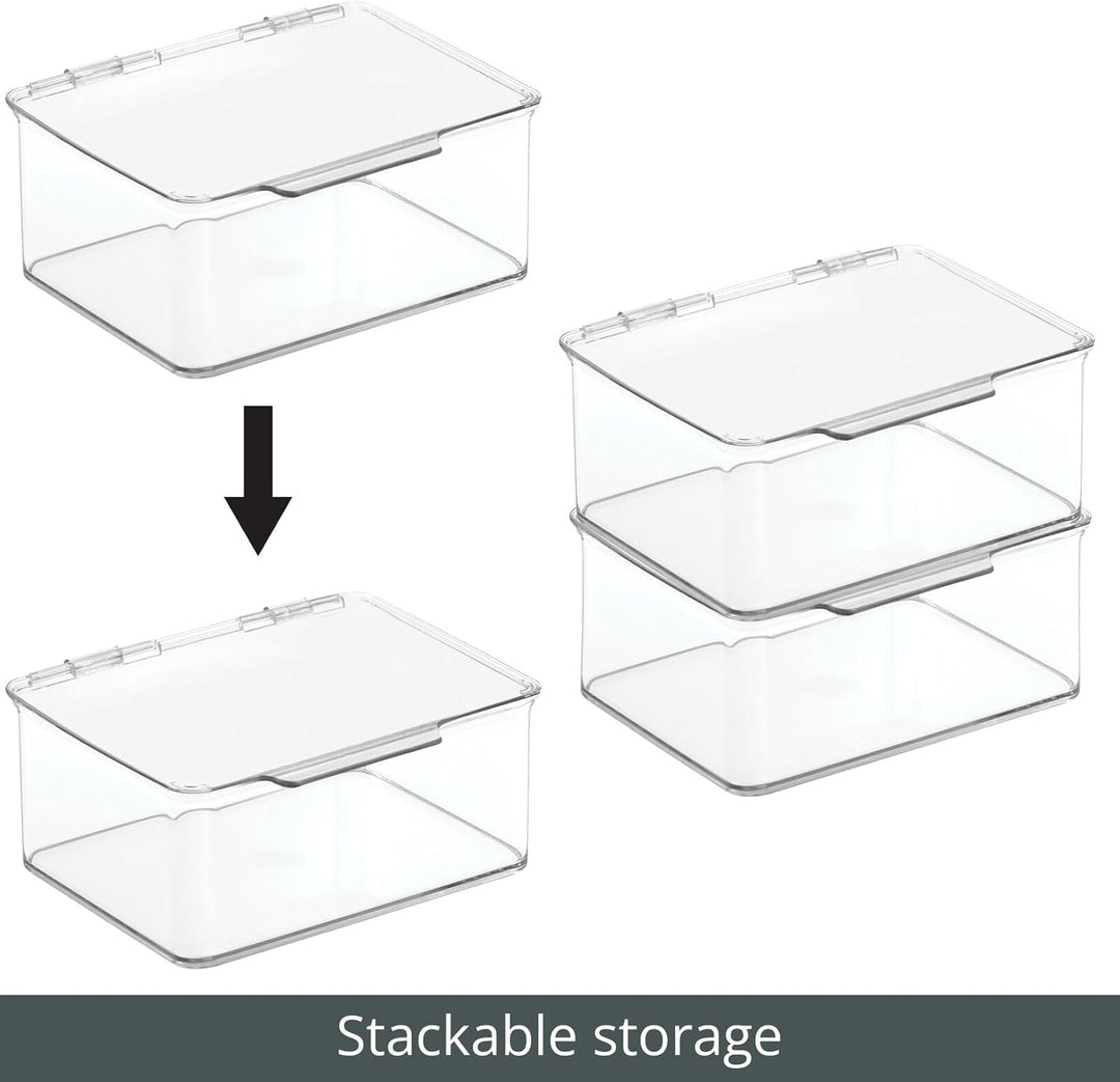 mDesign 4er-Set Küchen Organizer mit Deckel – kleine Vorratsdosen für Küchenregal und Vorratskammer