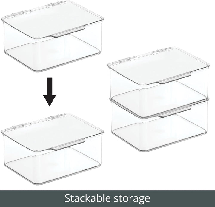 mDesign 4er-Set Küchen Organizer mit Deckel – kleine Vorratsdosen für Küchenregal und Vorratskammer